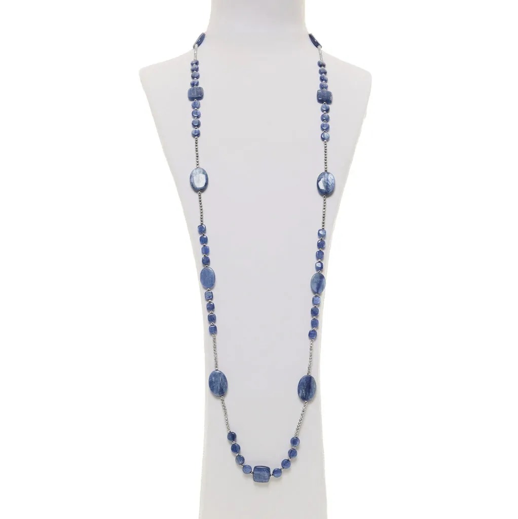 Collana in Cianite con Ematite rodiata