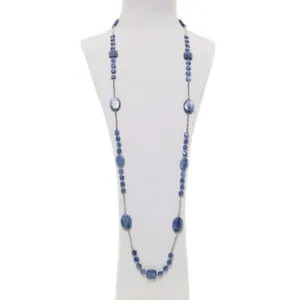 Collana in Cianite con Ematite rodiata