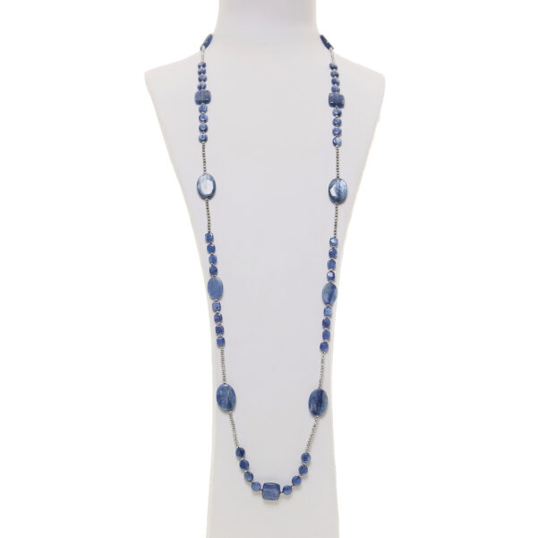Collana in Cianite con Ematite rodiata