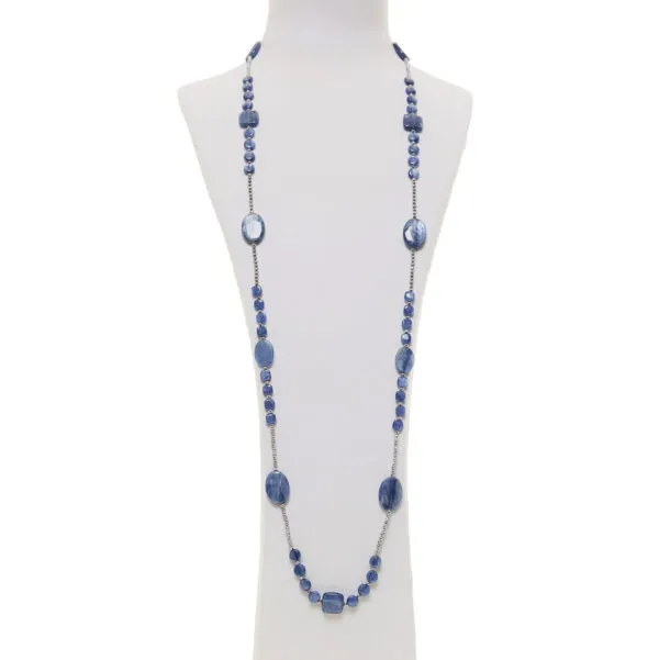 Collana in Cianite con Ematite rodiata