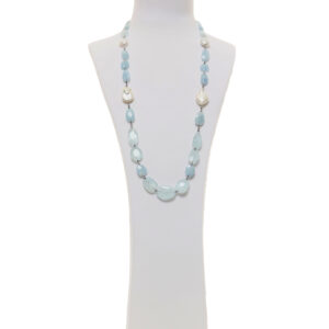 Collana in Acquamarina e Perle con Ematite