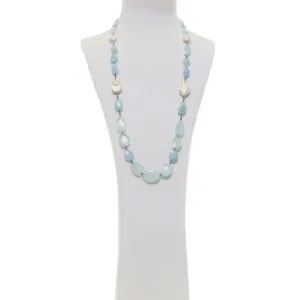 Collana in Acquamarina e Perle con Ematite