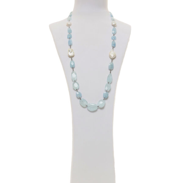 Collana in Acquamarina e Perle con Ematite