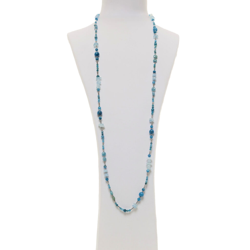 Collana in Acquamarina ed Apatite con Ematite