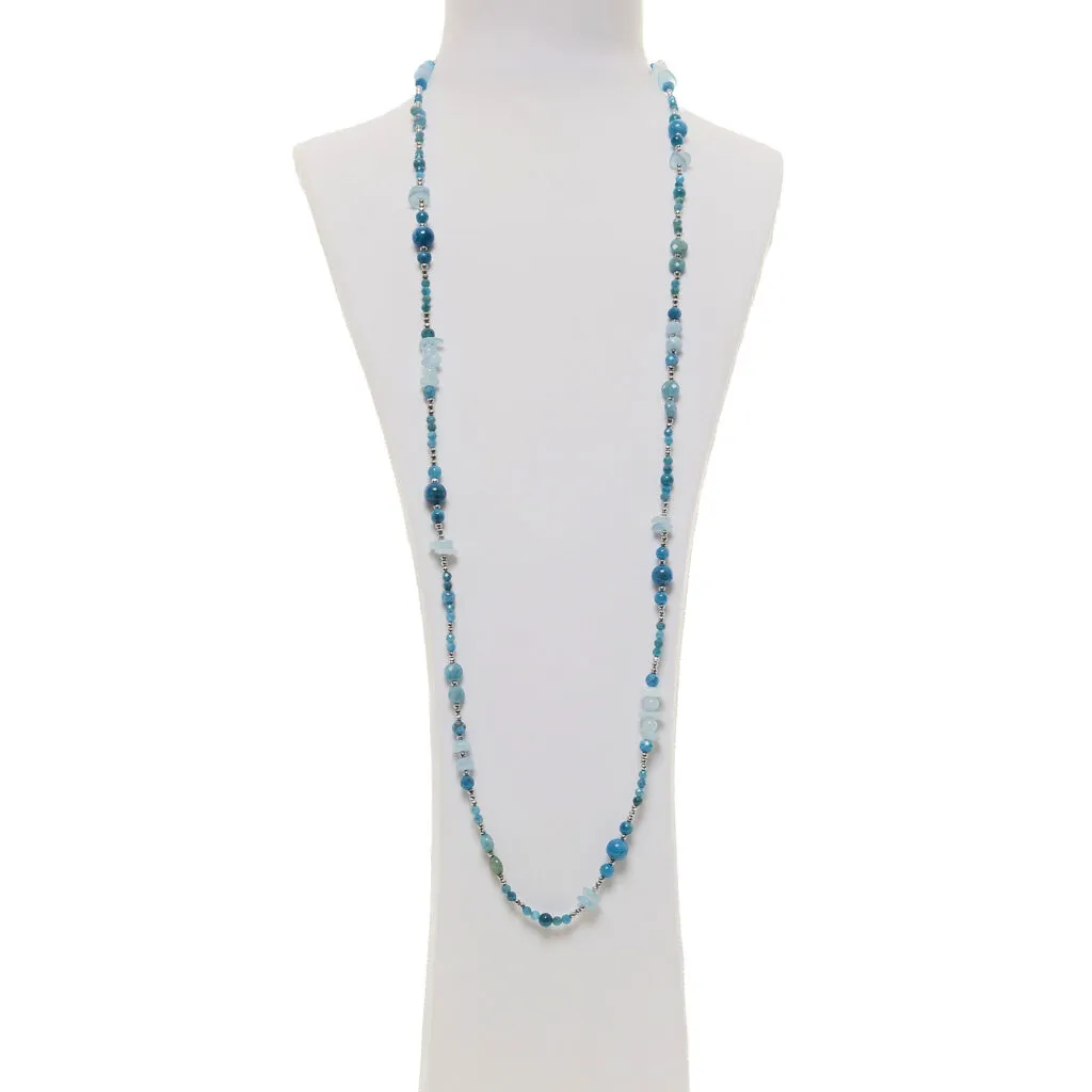 Collana in Acquamarina ed Apatite con Ematite