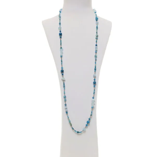 Collana in Acquamarina ed Apatite con Ematite