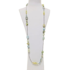 Collana in Acquamarina e Prehnite con Ematite