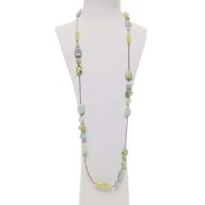 Collana in Acquamarina e Prehnite con Ematite
