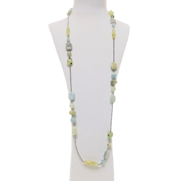 Collana in Acquamarina e Prehnite con Ematite