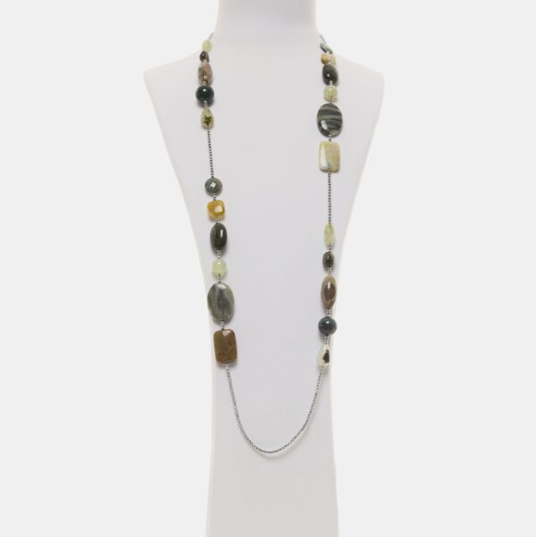 Collana in Prehnite ed Agata Muschiata con Ematite