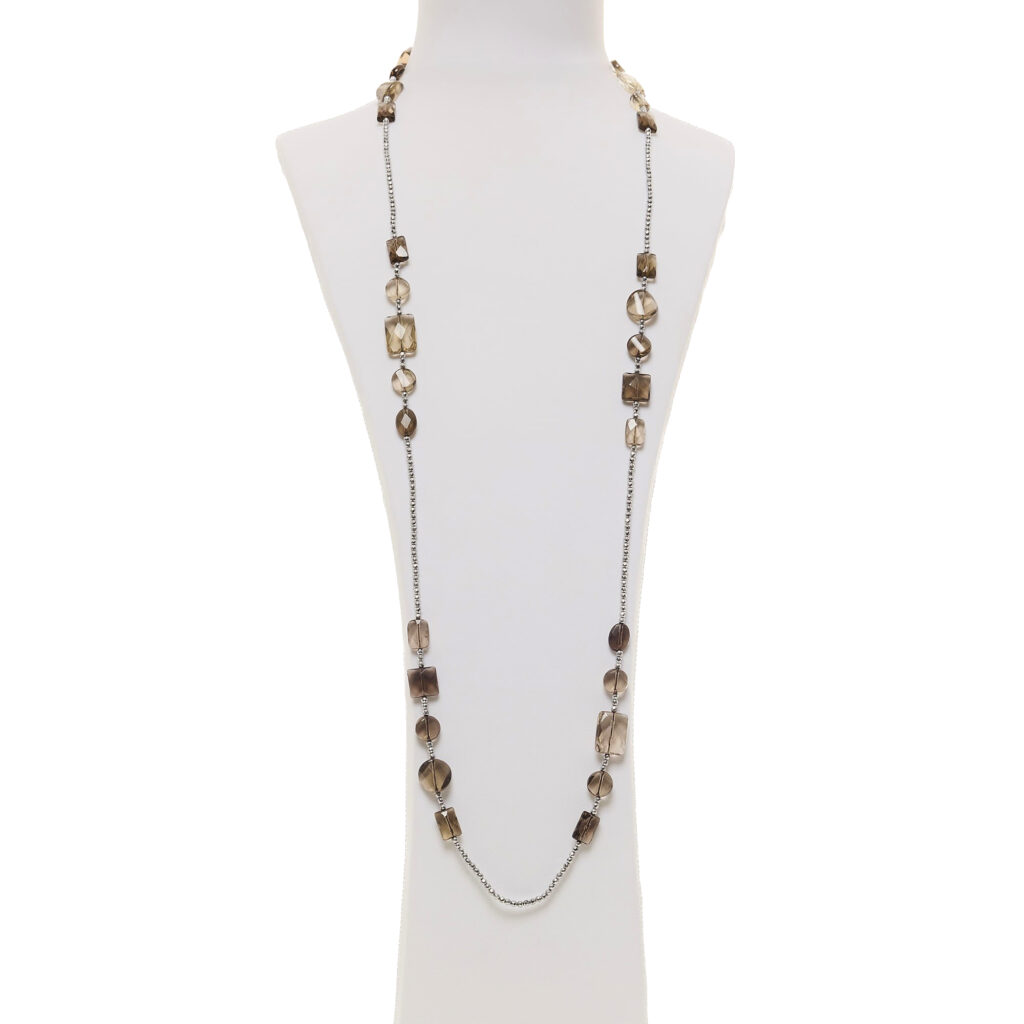 Collana in Quarzo Fumé con Ematite