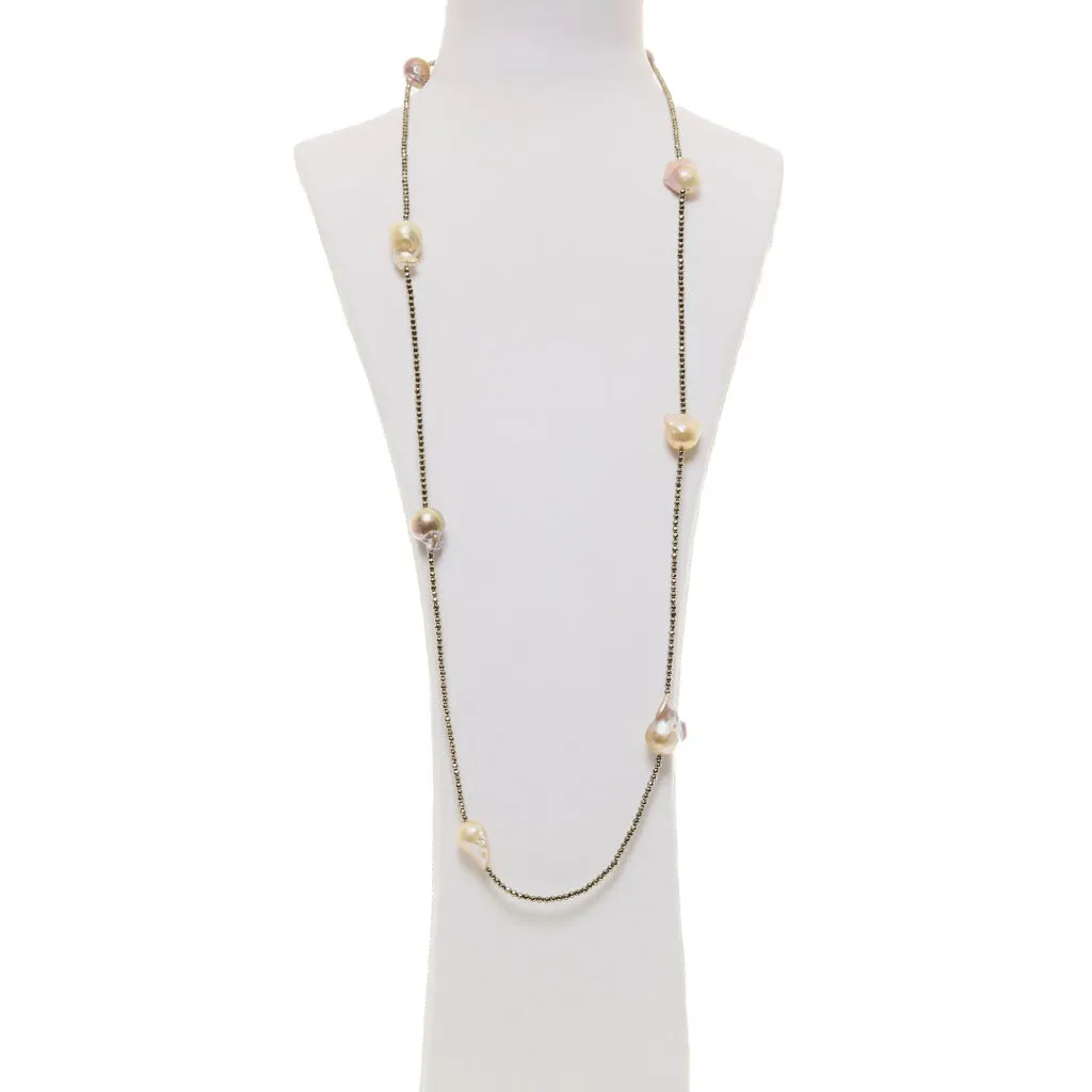 Collana lunga in Perle Barocche ed Ematite