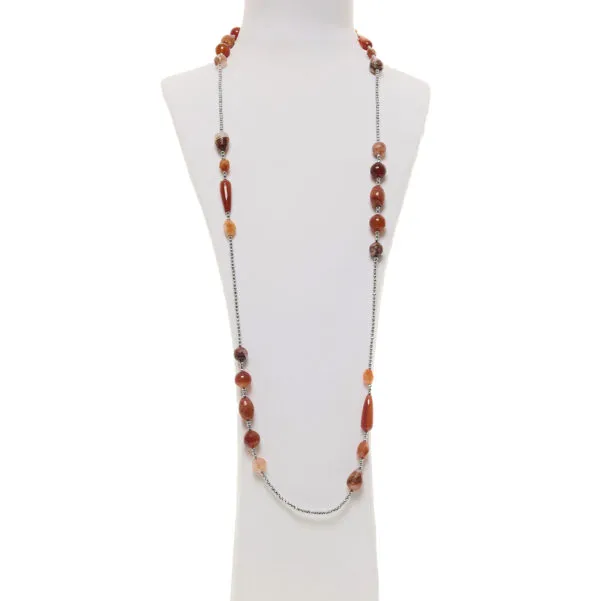 Collana in Agata e Corniola, Con Ematite