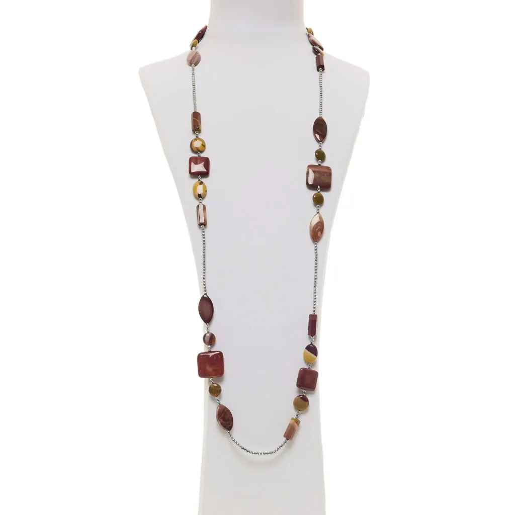 Collana lunga in Mokaite ed Ematite