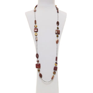 Collana lunga in Mokaite ed Ematite