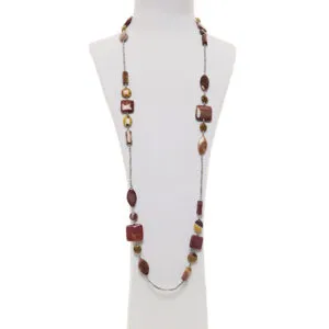 Collana lunga in Mokaite ed Ematite