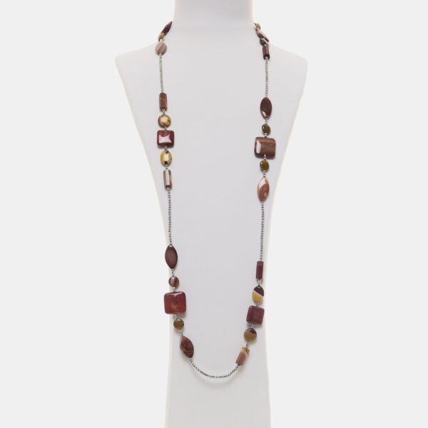 Collana lunga in Mokaite ed Ematite