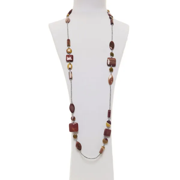 Collana lunga in Mokaite ed Ematite