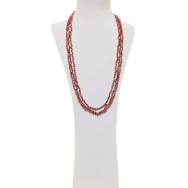 Collana multifilo in Corallo ed Ematite