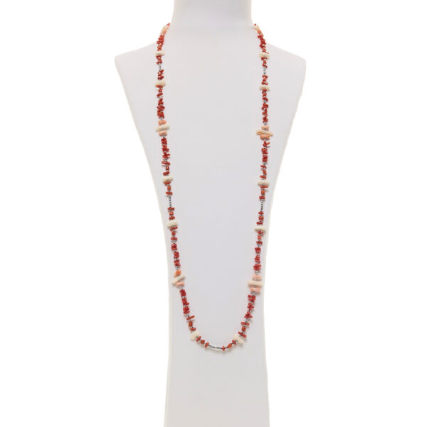 Collana in Corallo rosso e Pelle d'Angelo con Ematite