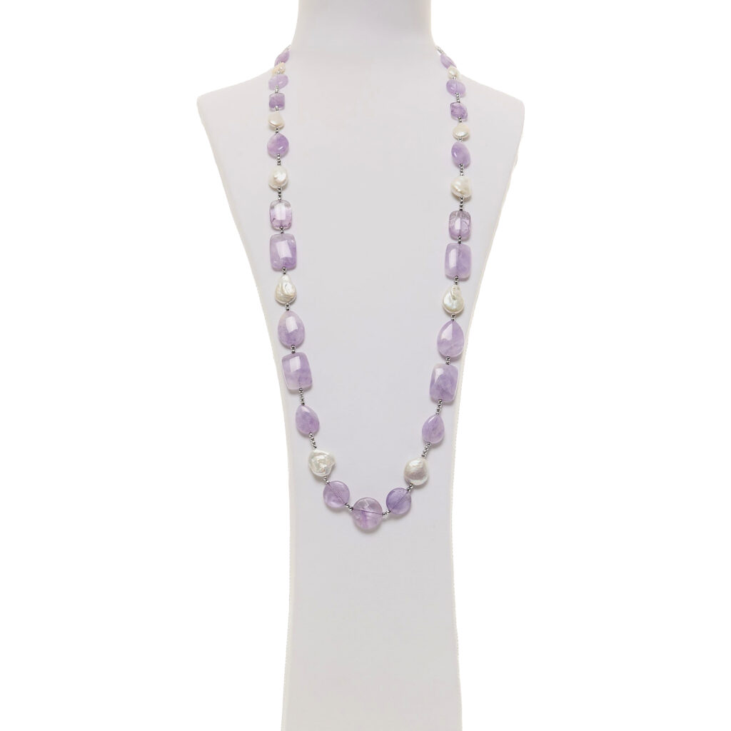 Collana in Ametista e Perle con Ematite