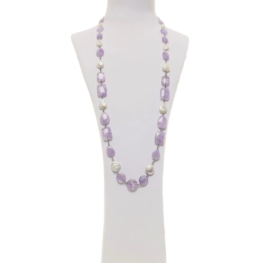 Collana in Ametista e Perle con Ematite