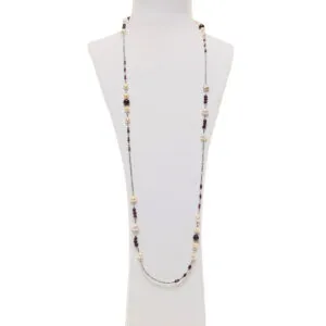 Collana in Granato e Perle con Ematite Rodiata