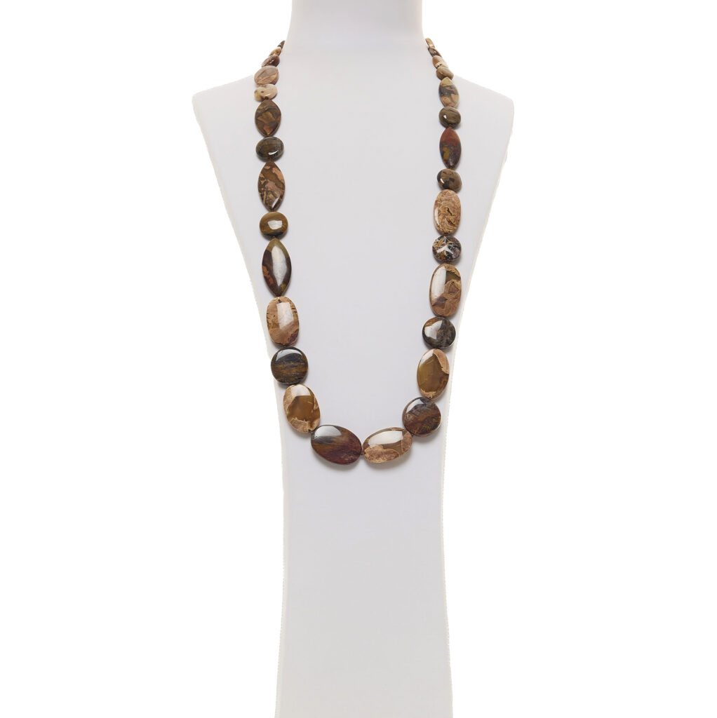 Collana con elementi in Agata con Diaspro e Legno Fossile