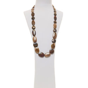 Collana con elementi in Agata con Diaspro e Legno Fossile