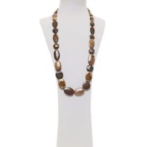 Collana con elementi in Agata con Diaspro e Legno Fossile