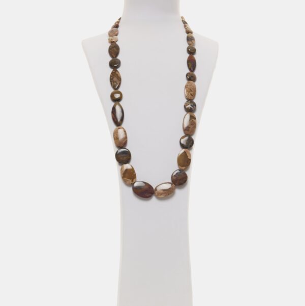 Collana con elementi in Agata con Diaspro e Legno Fossile