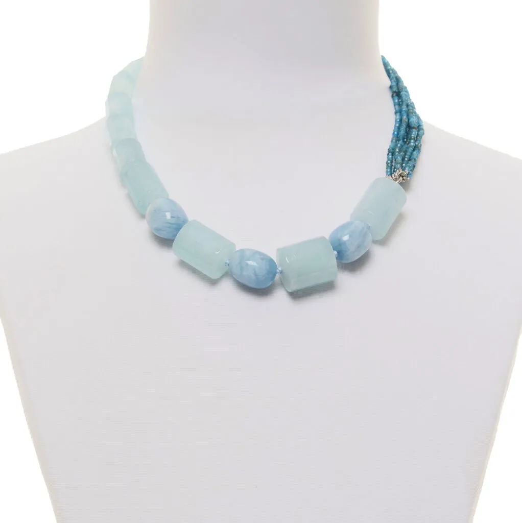 Ketting van apatiet en aquamarijn