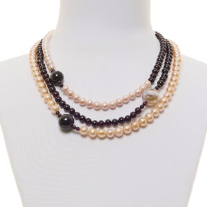 Collana a tre fili in Perle e Granato