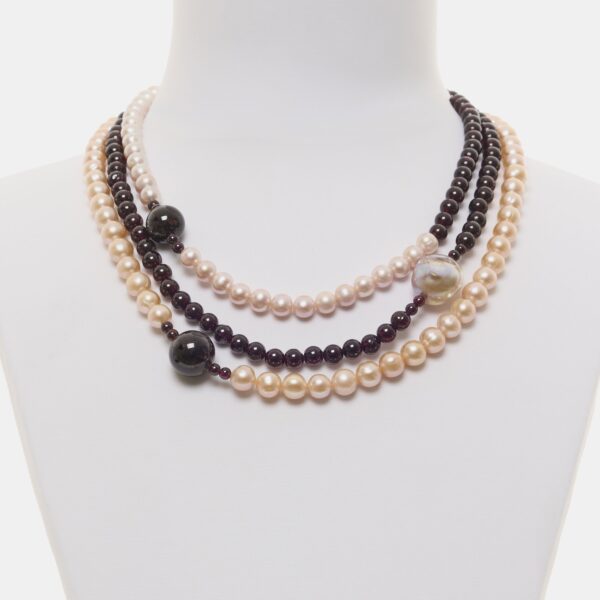 Collana a tre fili in Perle e Granato