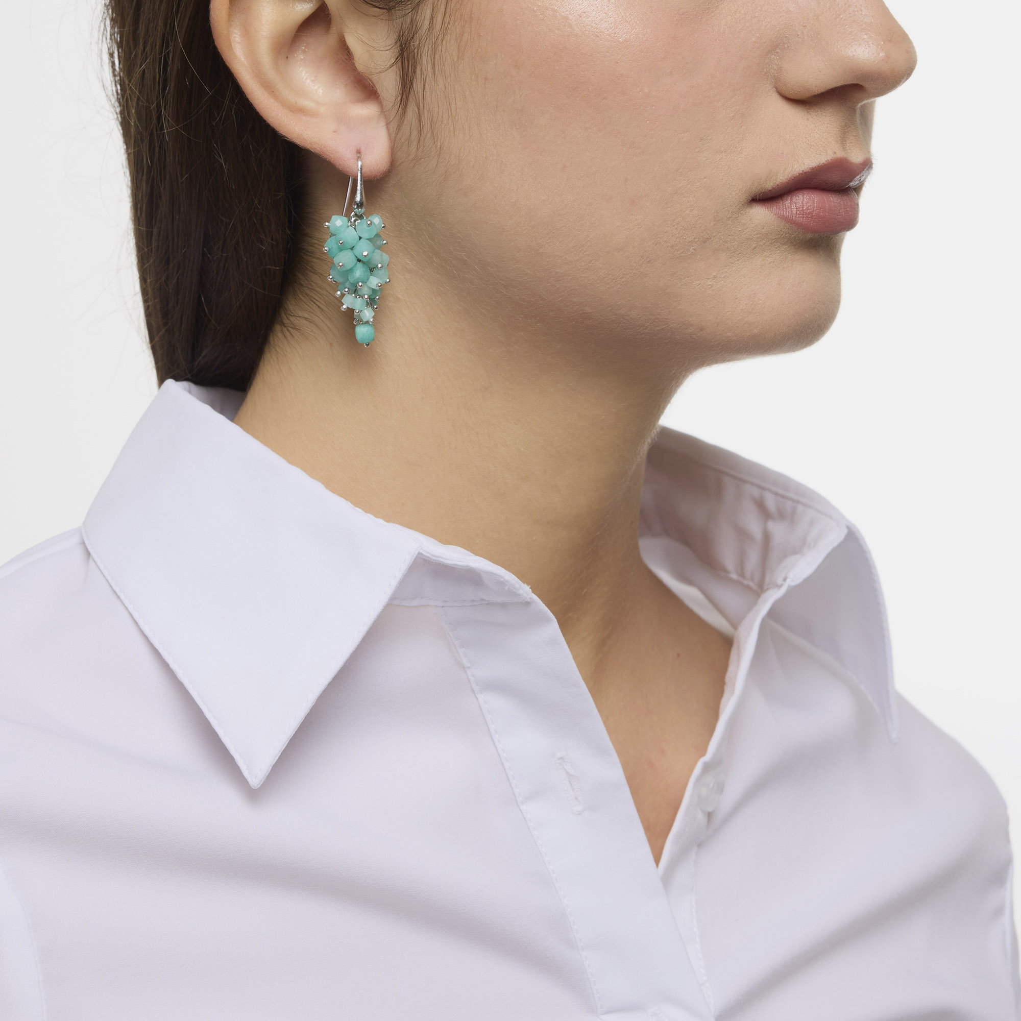 Amazoniet en zilveren oorbellen Amazoniet en zilveren oorbellen