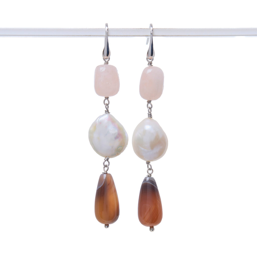 Orecchini in Morganite e Perle