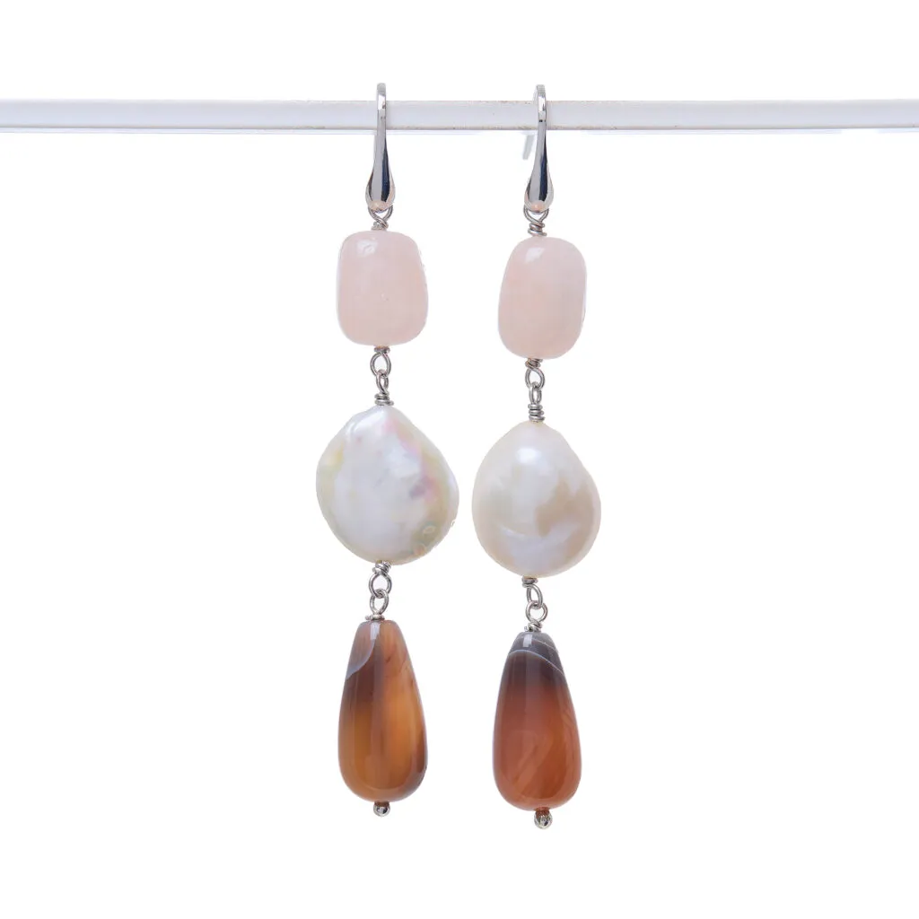Orecchini in Morganite e Perle