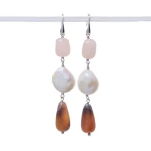 Orecchini in Morganite e Perle