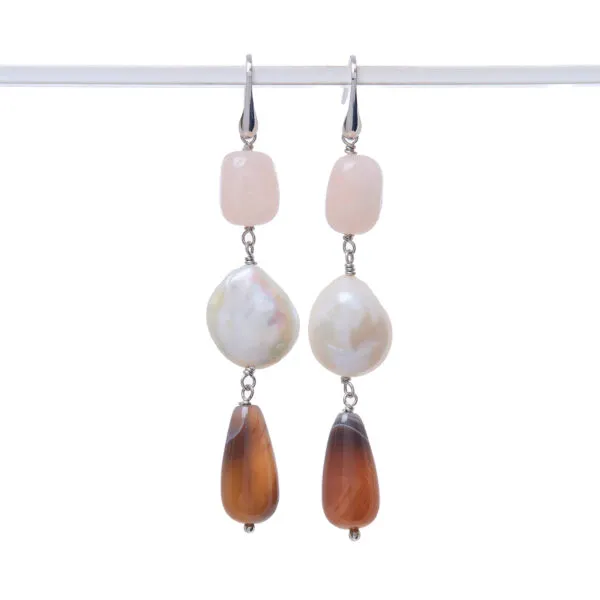 Orecchini in Morganite e Perle