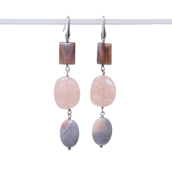 Orecchini in Morganite ed Agata Botswana