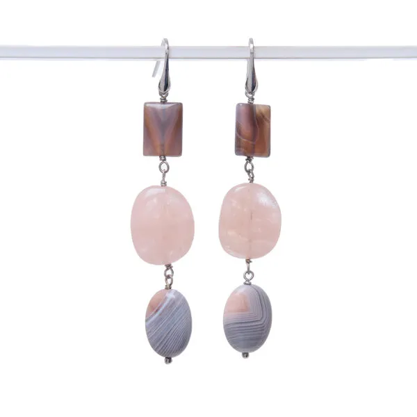 Orecchini in Morganite ed Agata Botswana