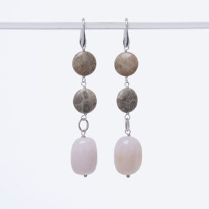 Orecchini in Morganite e Corallo Fossile