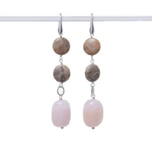 Orecchini in Morganite e Corallo Fossile
