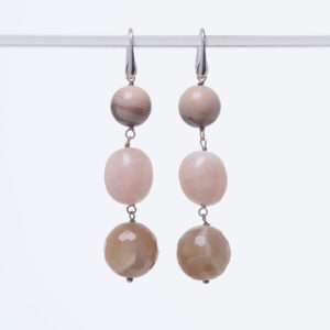 Orecchini in Morganite ed Agata Botswana a Sfera