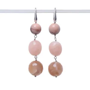 Orecchini in Morganite ed Agata Botswana a Sfera