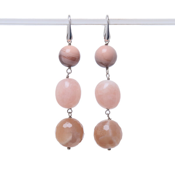 Orecchini in Morganite ed Agata Botswana a Sfera