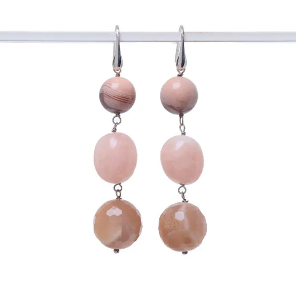 Orecchini in Morganite ed Agata Botswana a Sfera