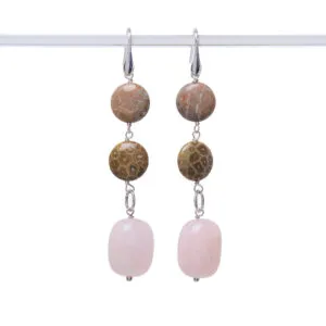 Orecchini in Morganite e Corallo Fossile