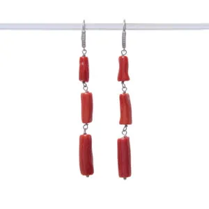 Boucles d'oreilles en corail et argent
