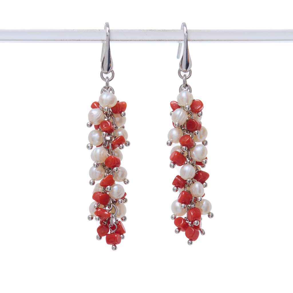 Orecchini in Corallo rosso e Perle